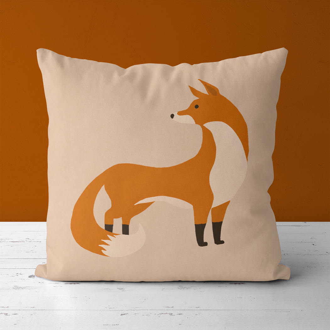 Hand Painted Fox Kitsune Throw Pillow