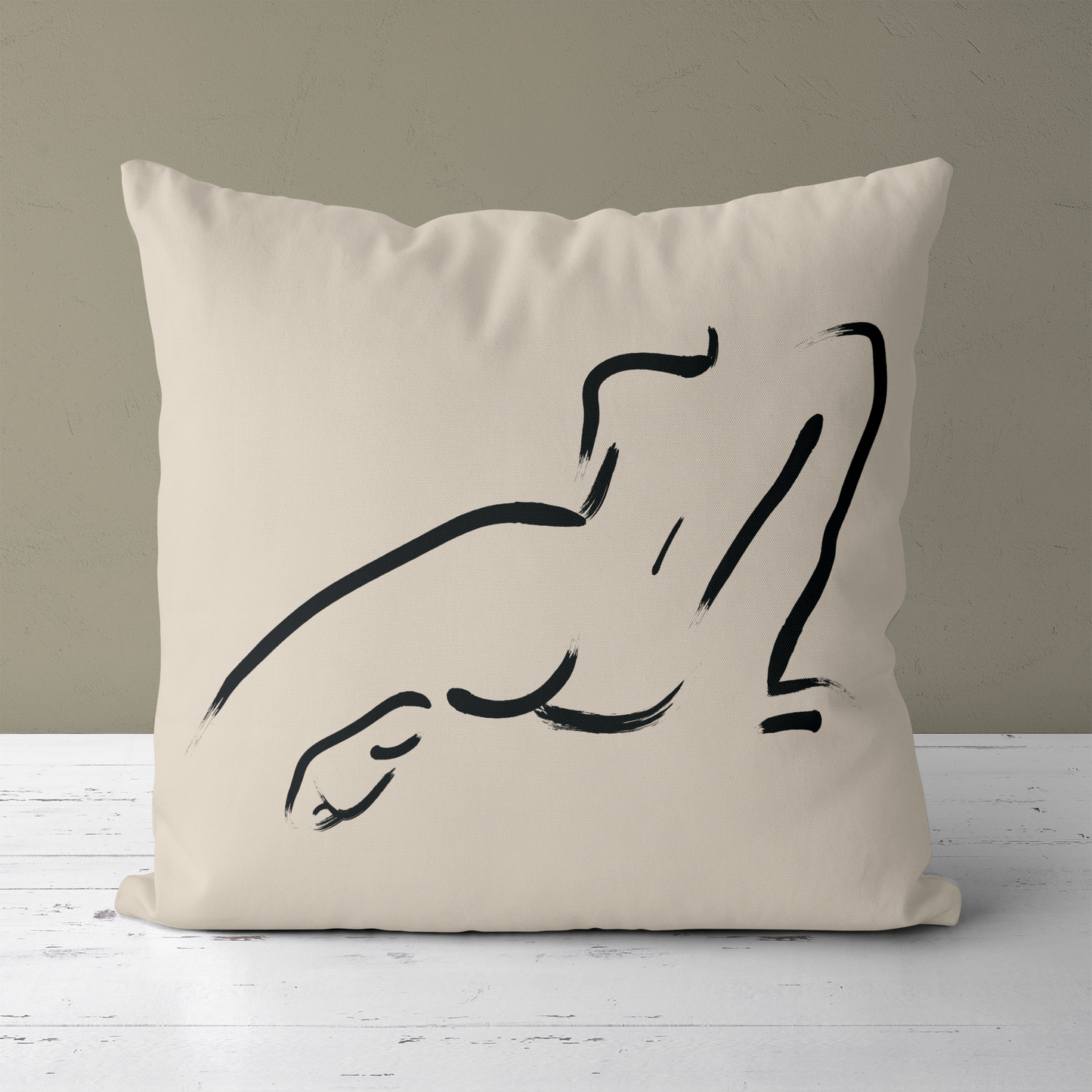 Line Art Woman Body Minimalist Throw Pillow