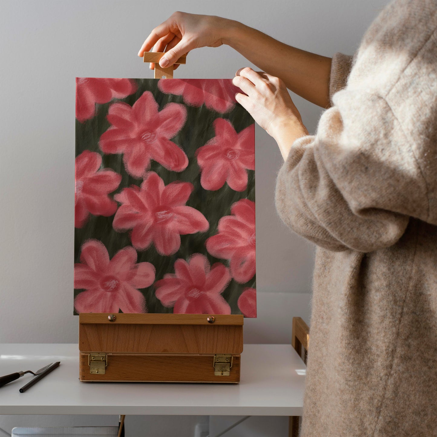 Hand Painted Flowers Feminine Canvas Print