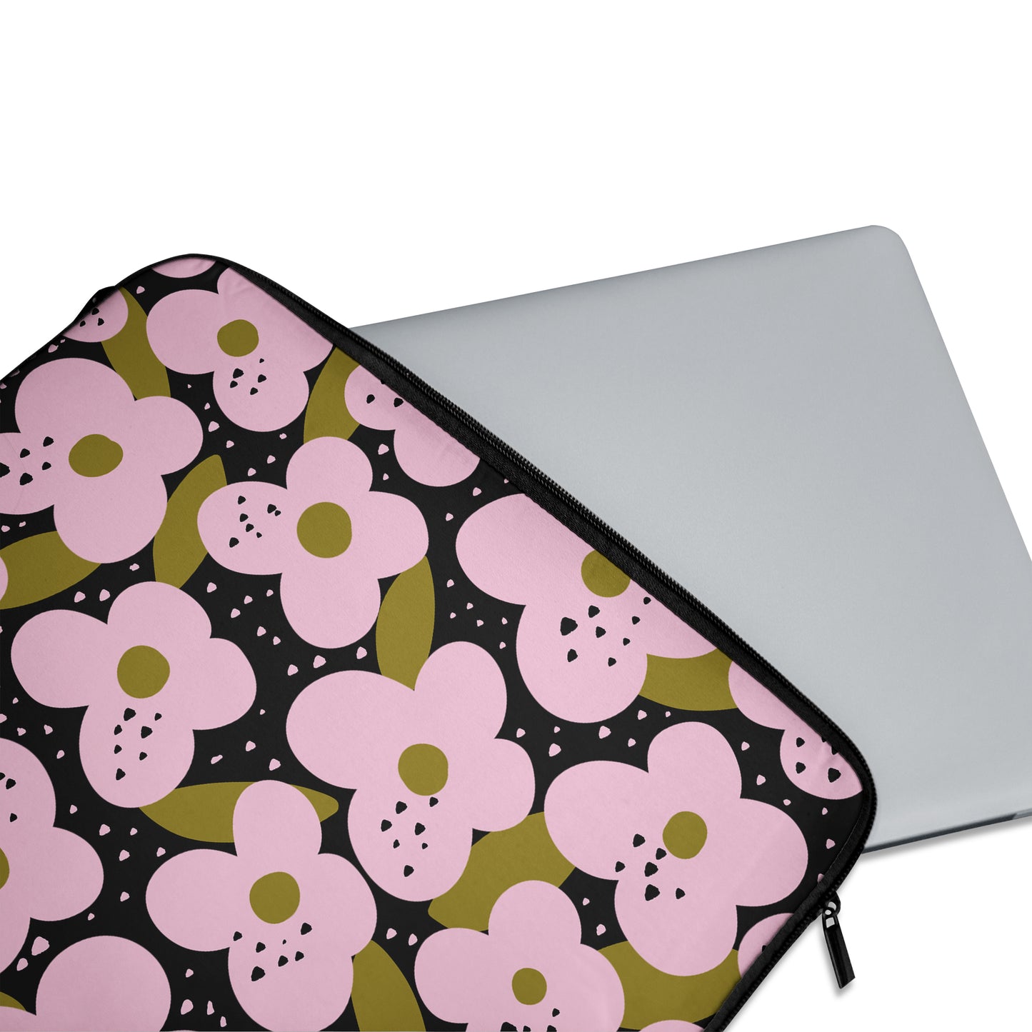 Retro Pink Flowers Pattern- Laptop Sleeve