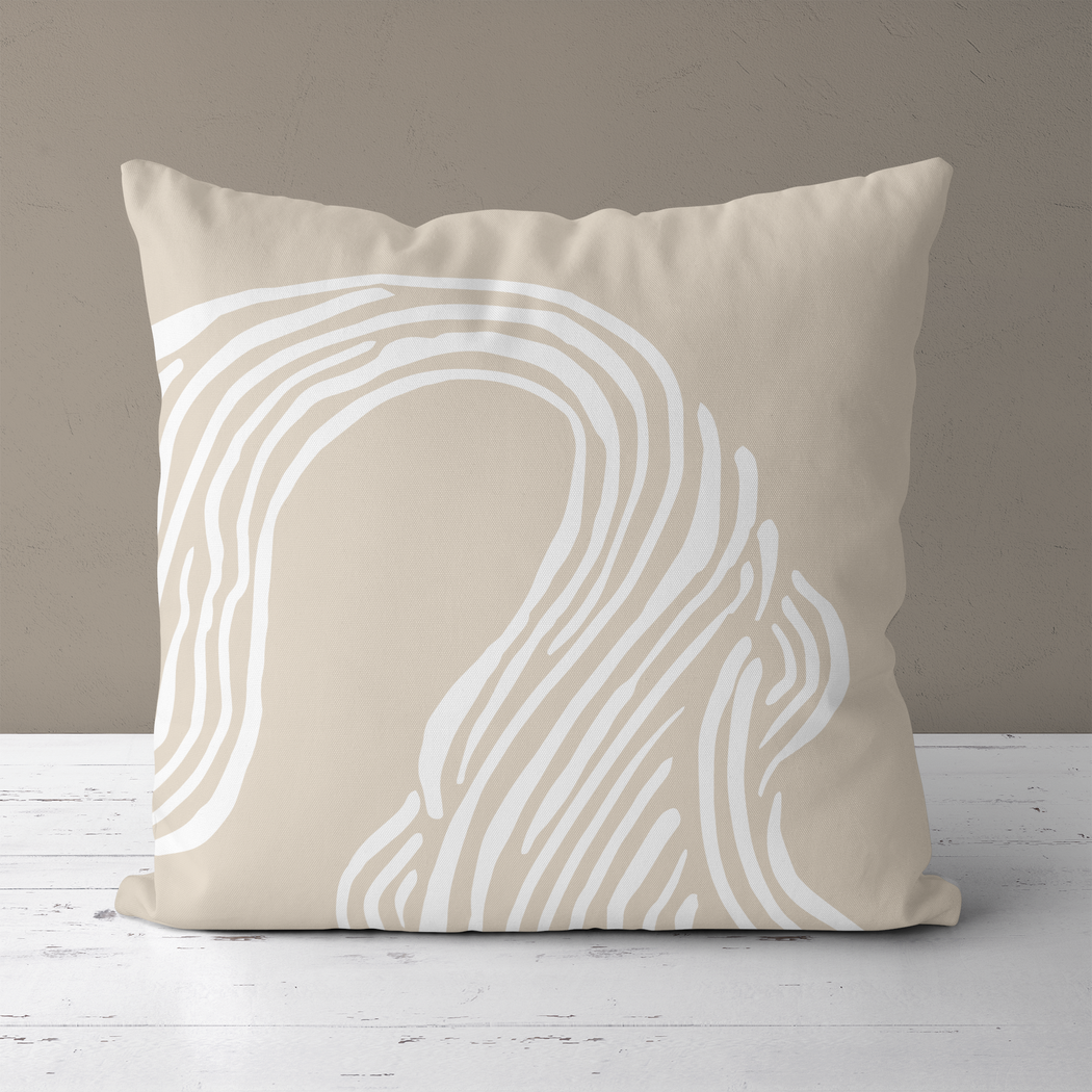 Rustic Beige Wave Abstract Art Throw Pillow