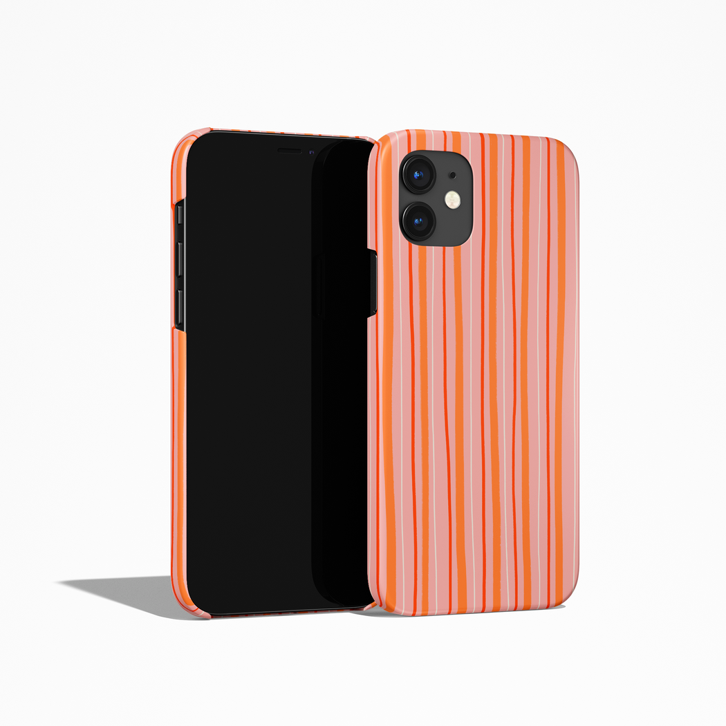 Retro Pink Striped Pattern iPhone Case