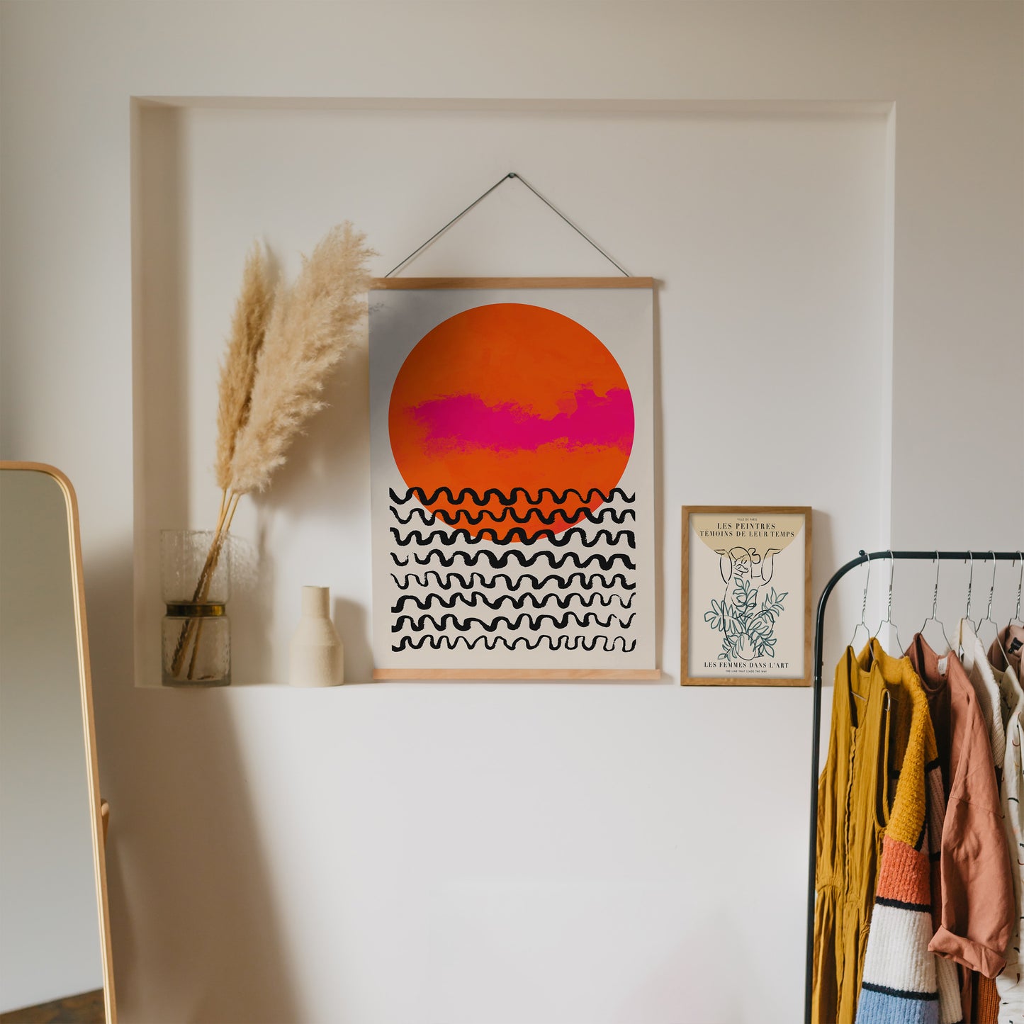 Mid Century Modern Pink Sun Poster