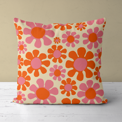 Retro Hippie Chic 60s 70s Pattern Throw Pillow