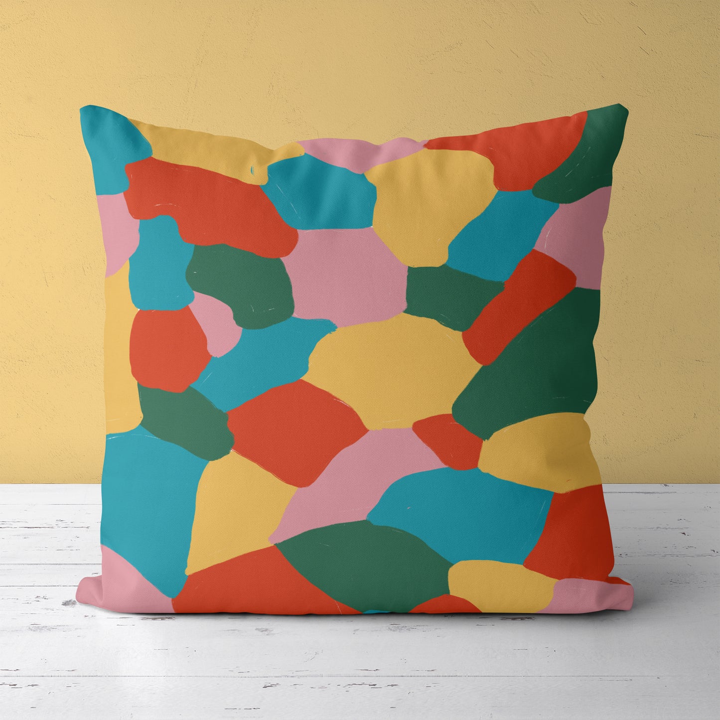 Colorful Mid Century California Pattern Throw Pillow