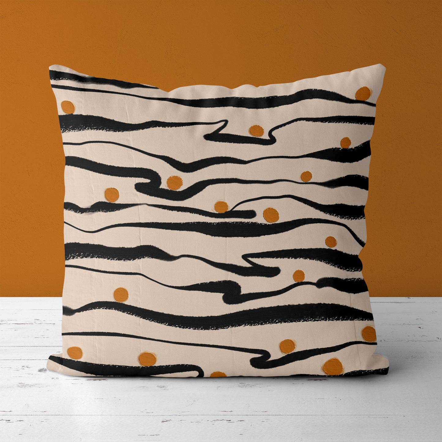 Black Wavy Lines Throw Pillow