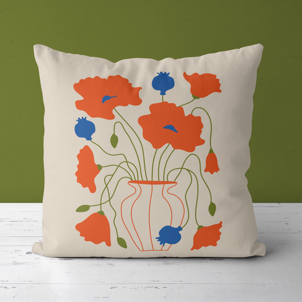 Home Decor Throw Pillow with Flowers