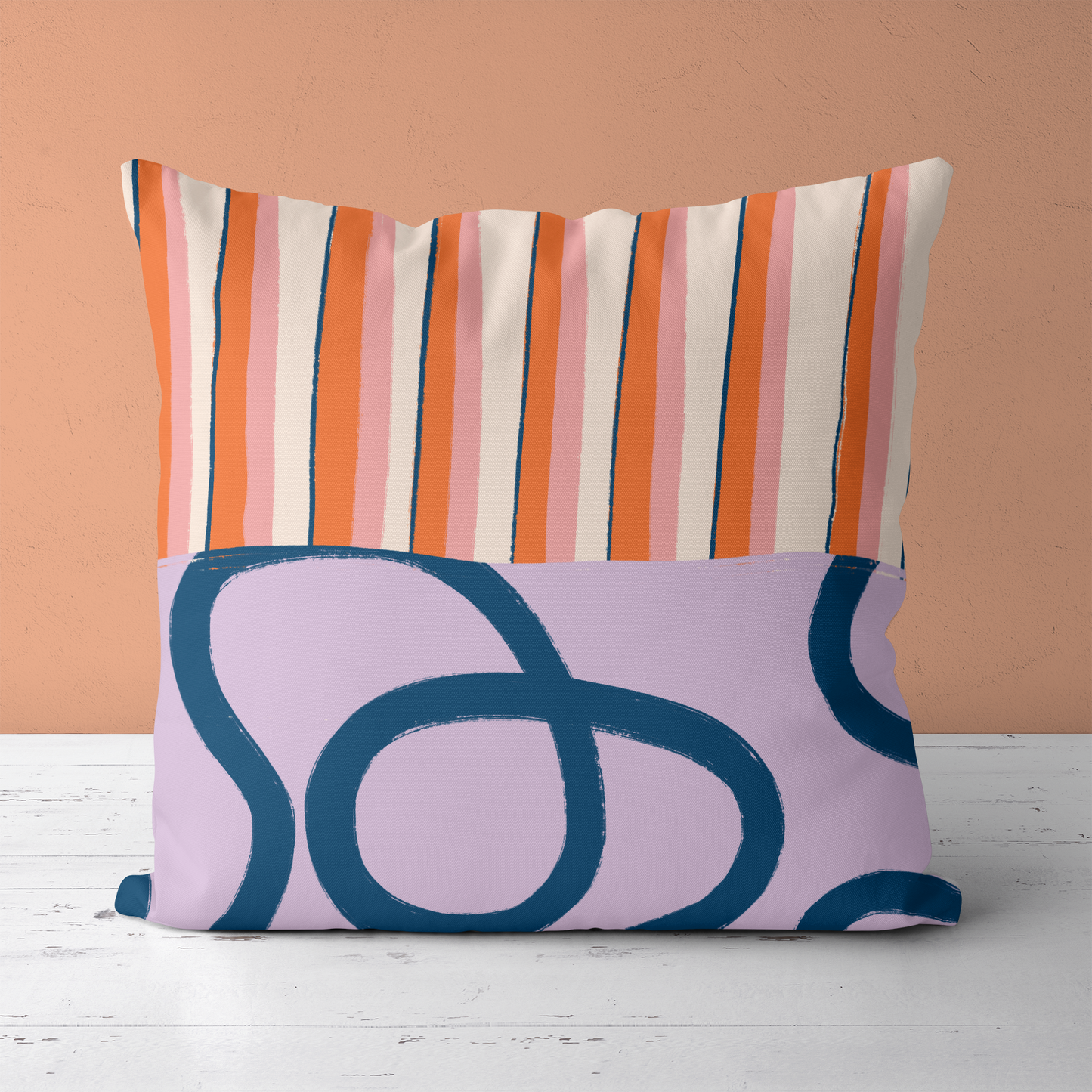 Modern Hand Painted Pattern Throw Pillow