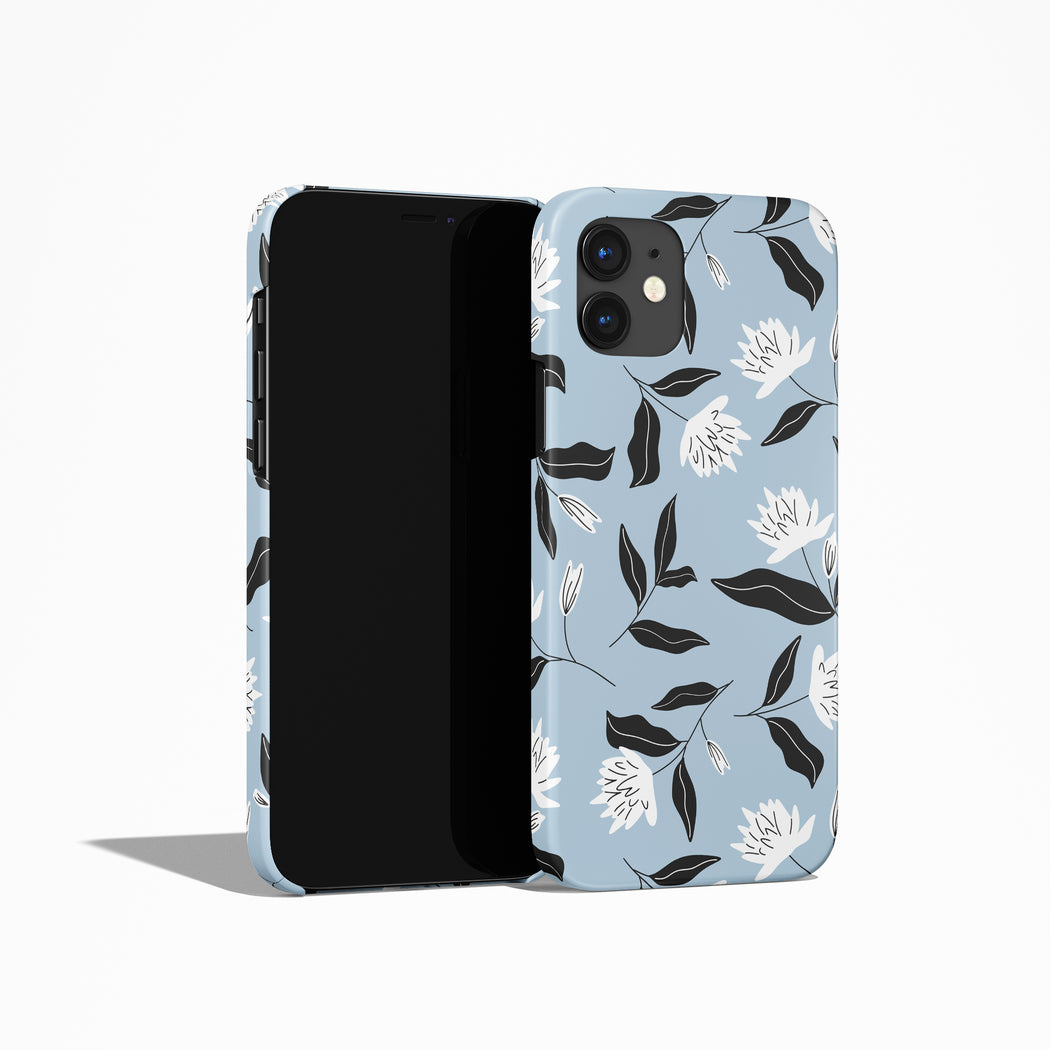 Blue Minimalist Floral iPhone Case