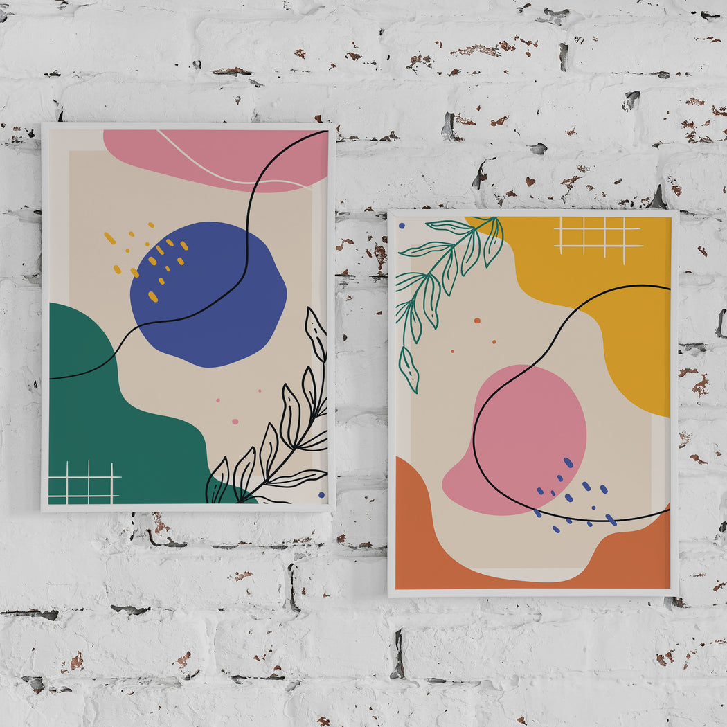 Set of 2 Colorful Abstract Prints
