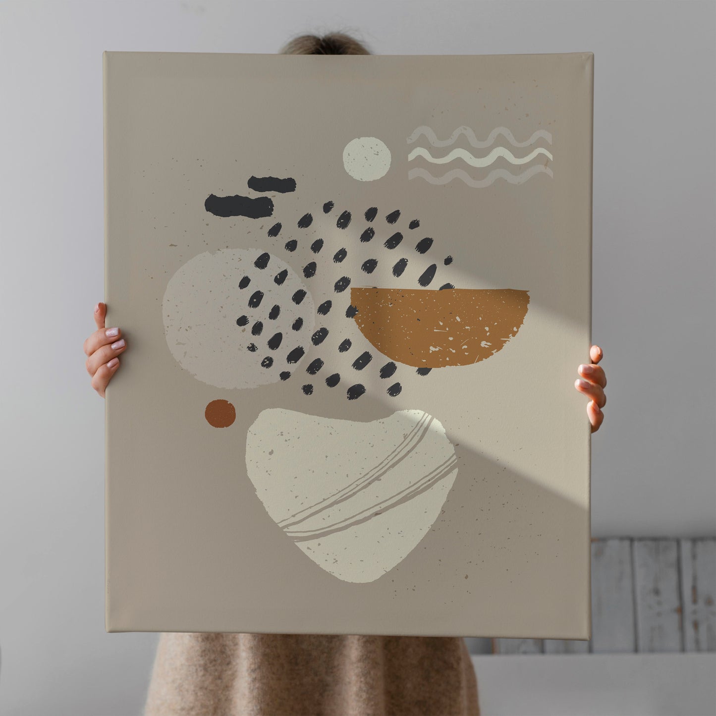 Beige Abstract Art Canvas Print