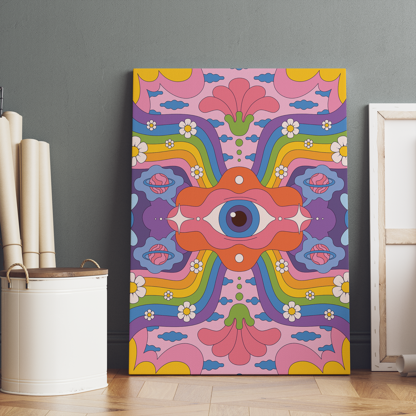 Groovy Psychodelic 70s Illustration Canvas Print