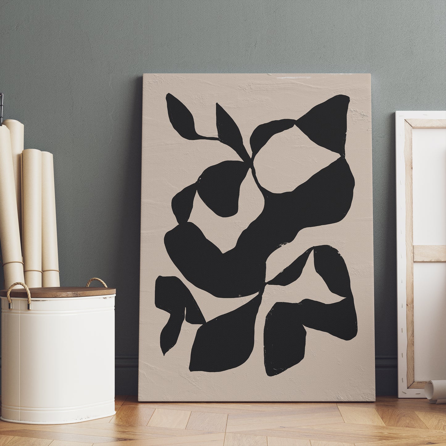 Black Abstract Nature Shapes Canvas Print