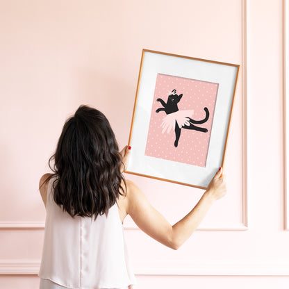 Cat Ballerina Tutu Art Print