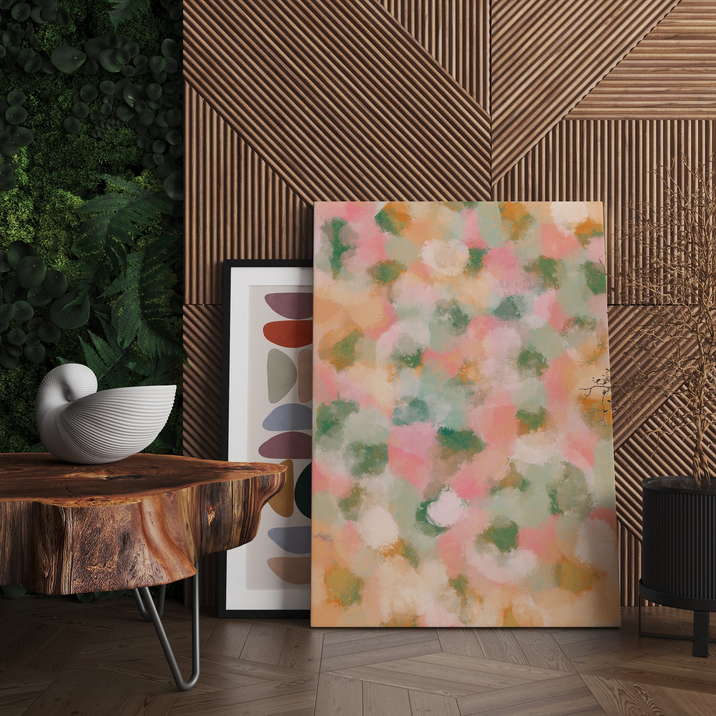 Pastel Spring Garden Abstract Painting Canvas Print