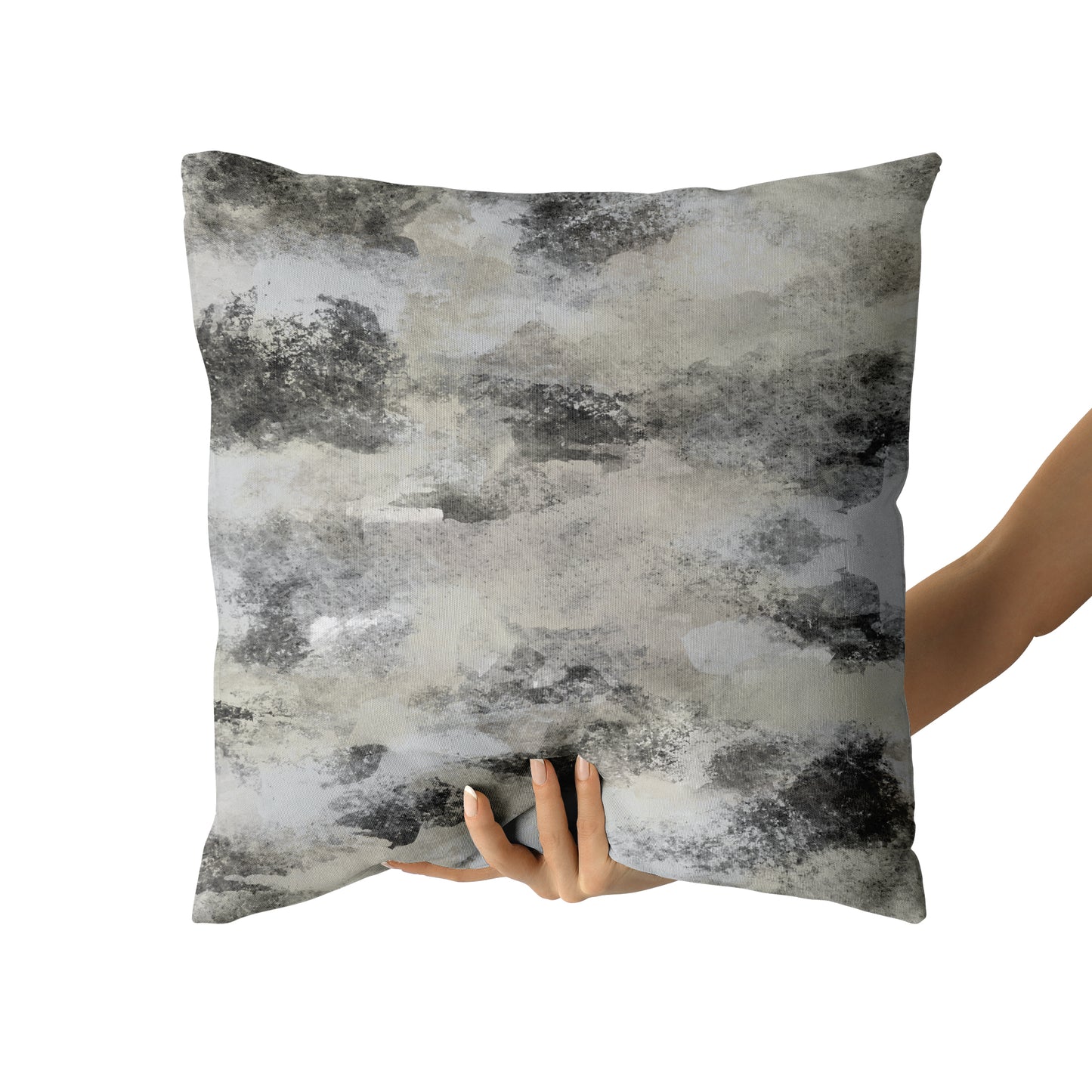 Grey Handdrawn Abstract Throw Pillow