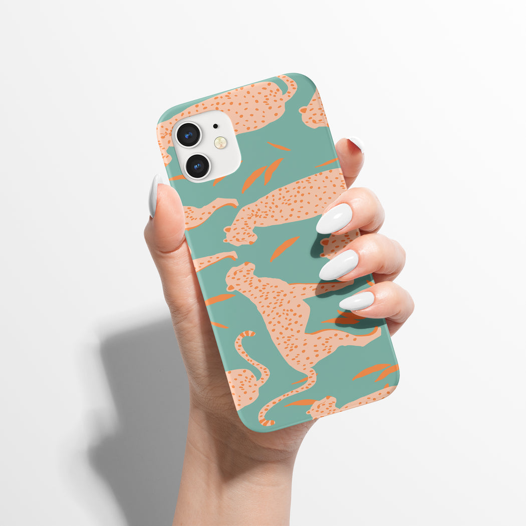 Mint Pink Cheetah Leopard Pattern iPhone Case