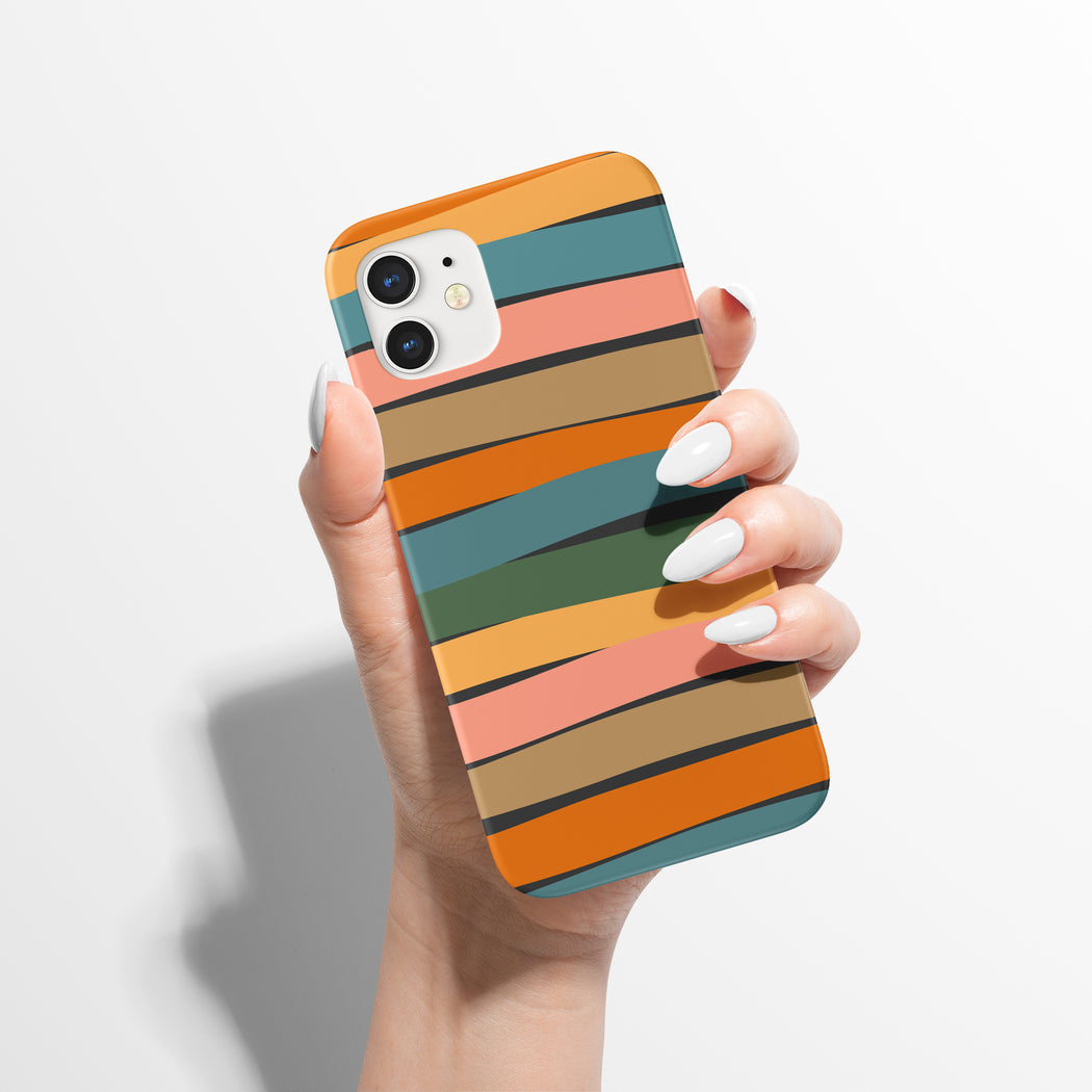 Colorful Retro Hippie Striped Pattern iPhone Case