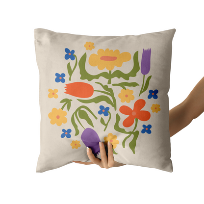 Botanical Garden Colorful Floral Throw Pillow