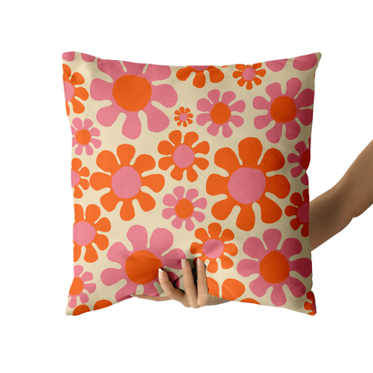 Retro Hippie Chic 60s 70s Pattern Throw Pillow