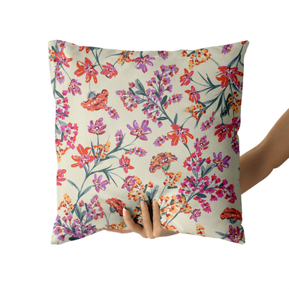 Hand Painted Feminine Floral Throw Pillow