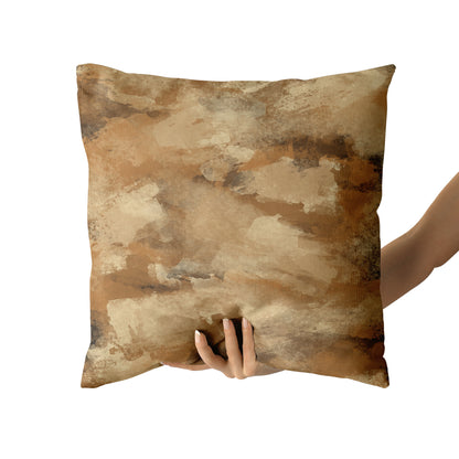 Brown Abstract Painted Pattern Throw Pillow