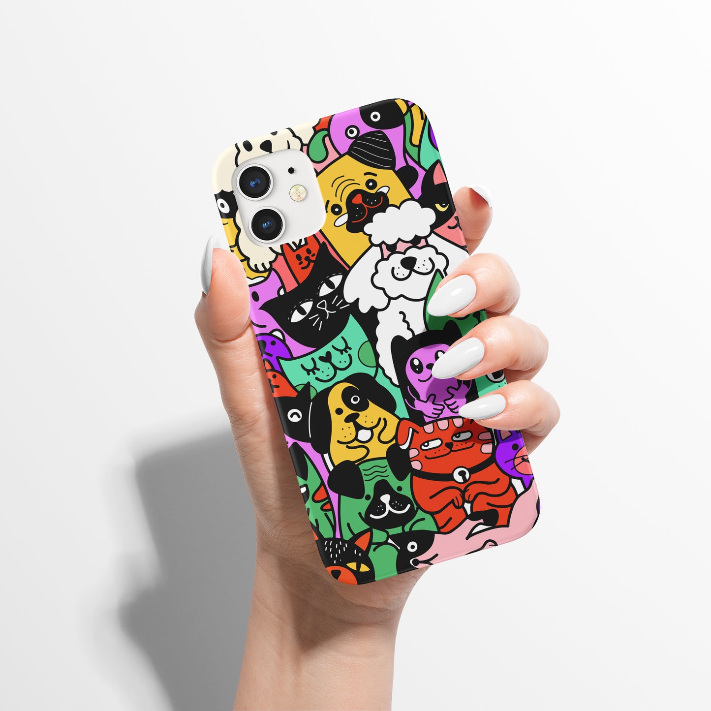 Colorful Funny Animals Cat Dogs iPhone Case