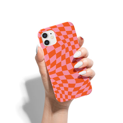Pink Swirl Checkerboard iPhone Case
