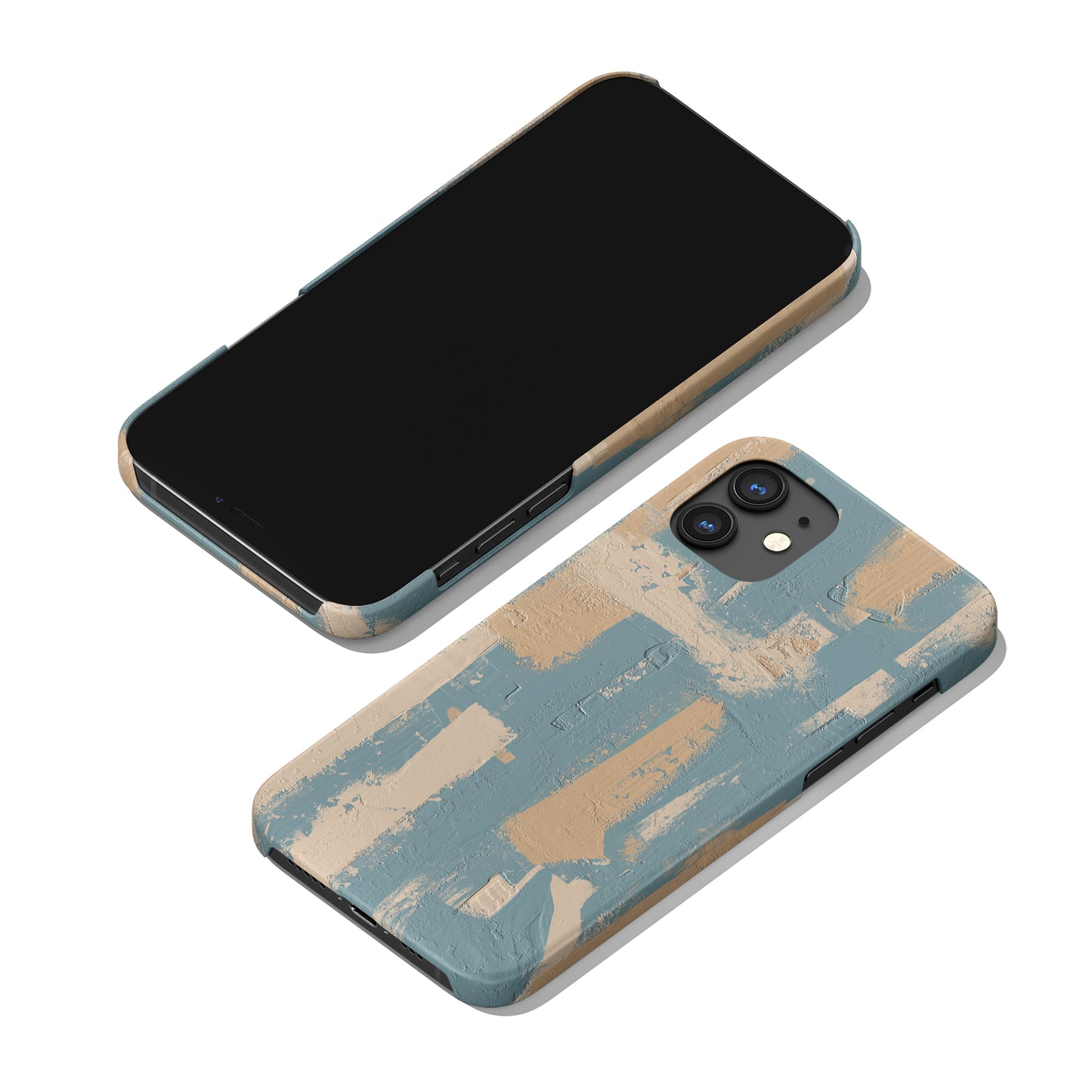 Blue&Beige Brushstrokes Pattern iPhone Case