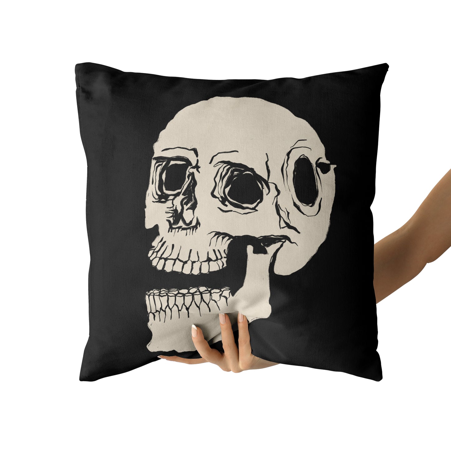 Skull Hamlet Black Throw Pillow