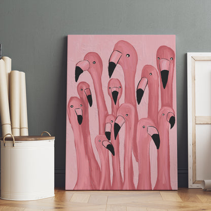 Cute Pink Flamingo Painting Canvas Print