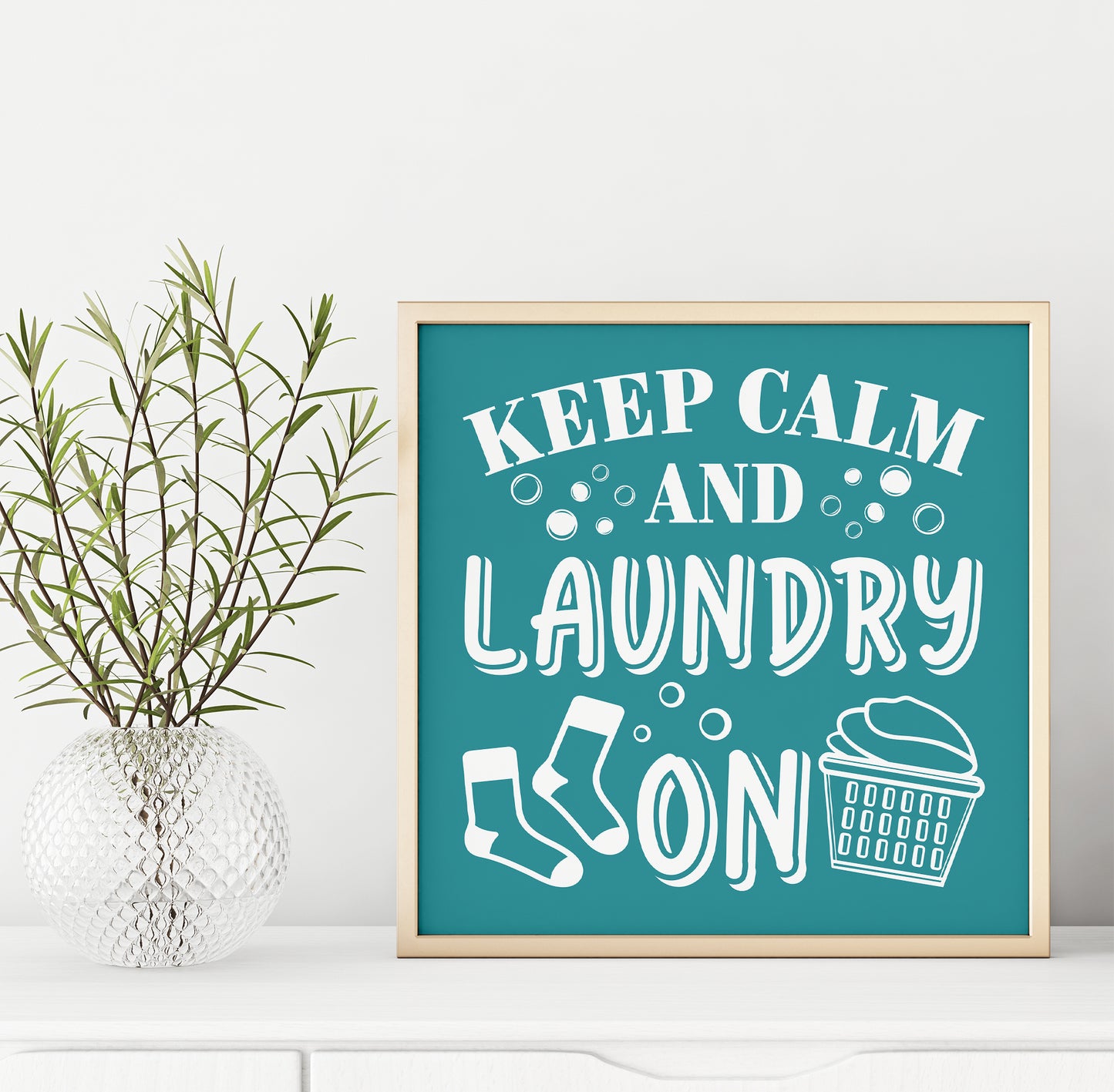 Keep Calm And Laundry On Square Print