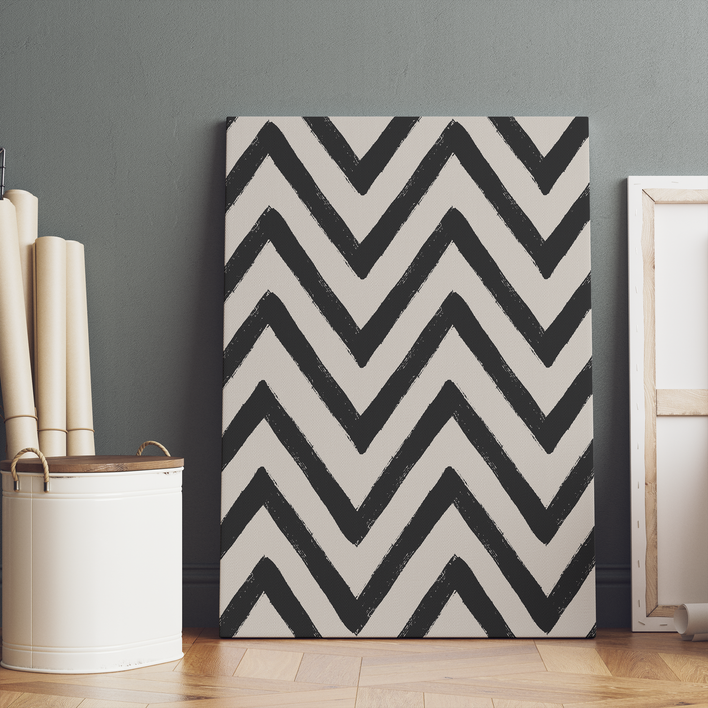 B&W Zigzag Abstract Canvas Print