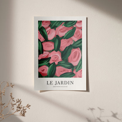 Le Jardin Pink Roses Handdrawn Poster