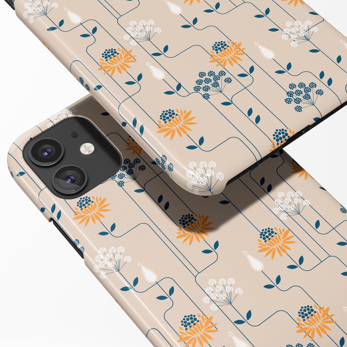 Beige Modern Floral Pattern iPhone Case