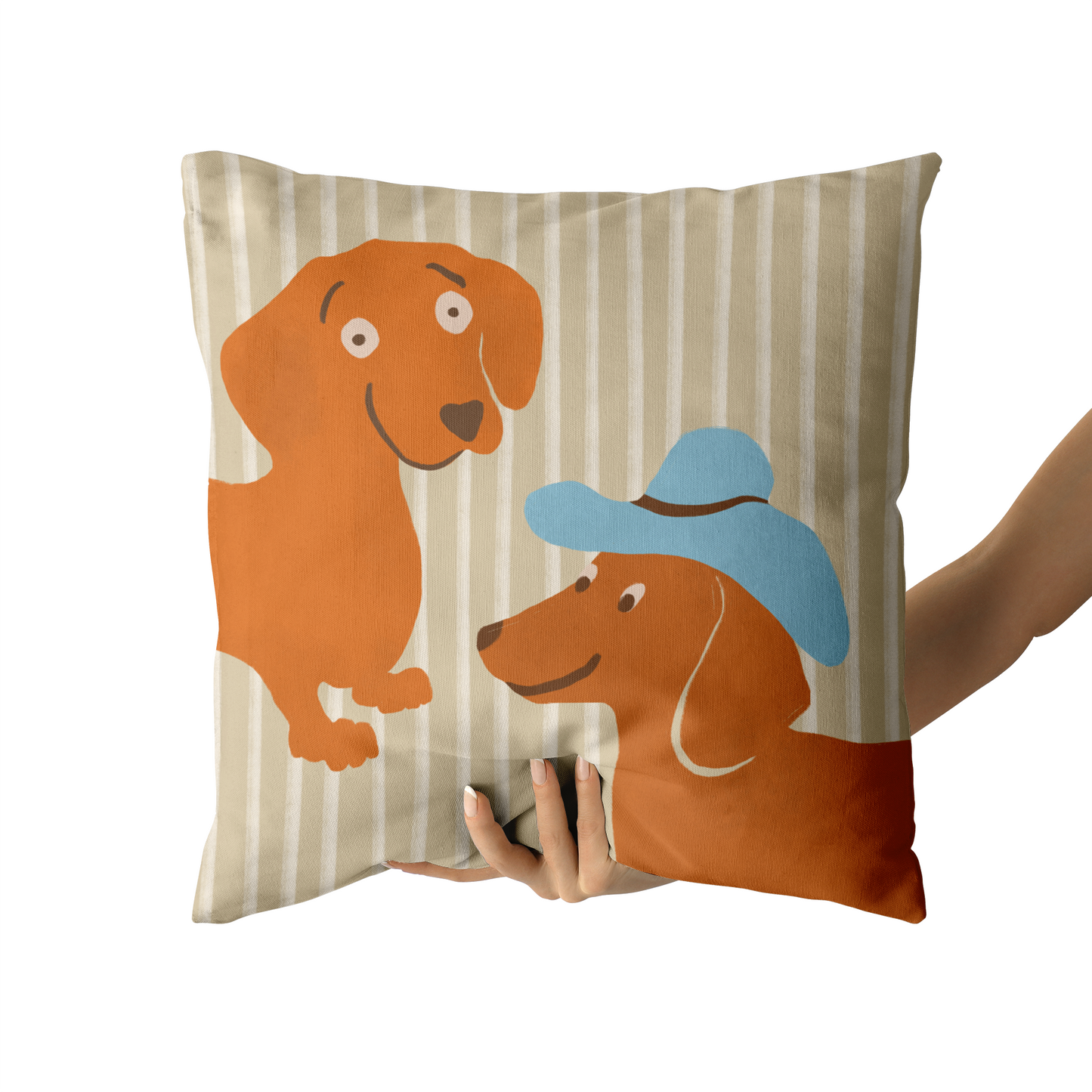 Funny Hand Painted Dogs Dachshunds Throw Pillow