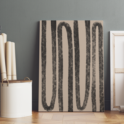 Rustic Minimalist Black Line Art Canvas Print