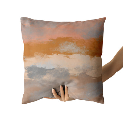 Throw Pillow with Abstract Handdrawn Sunset