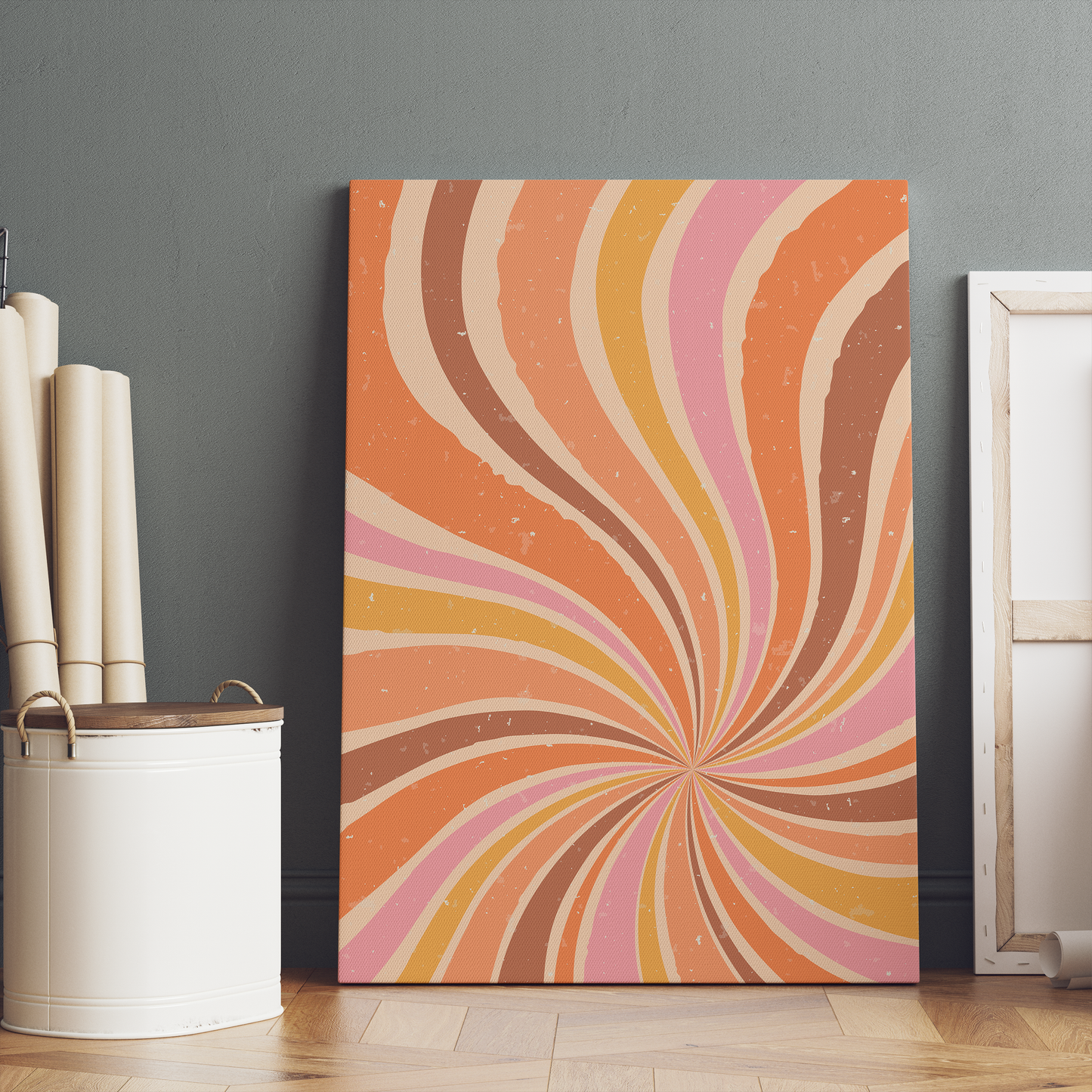 Colorful Retro Swirl Pattern 70s Canvas Print