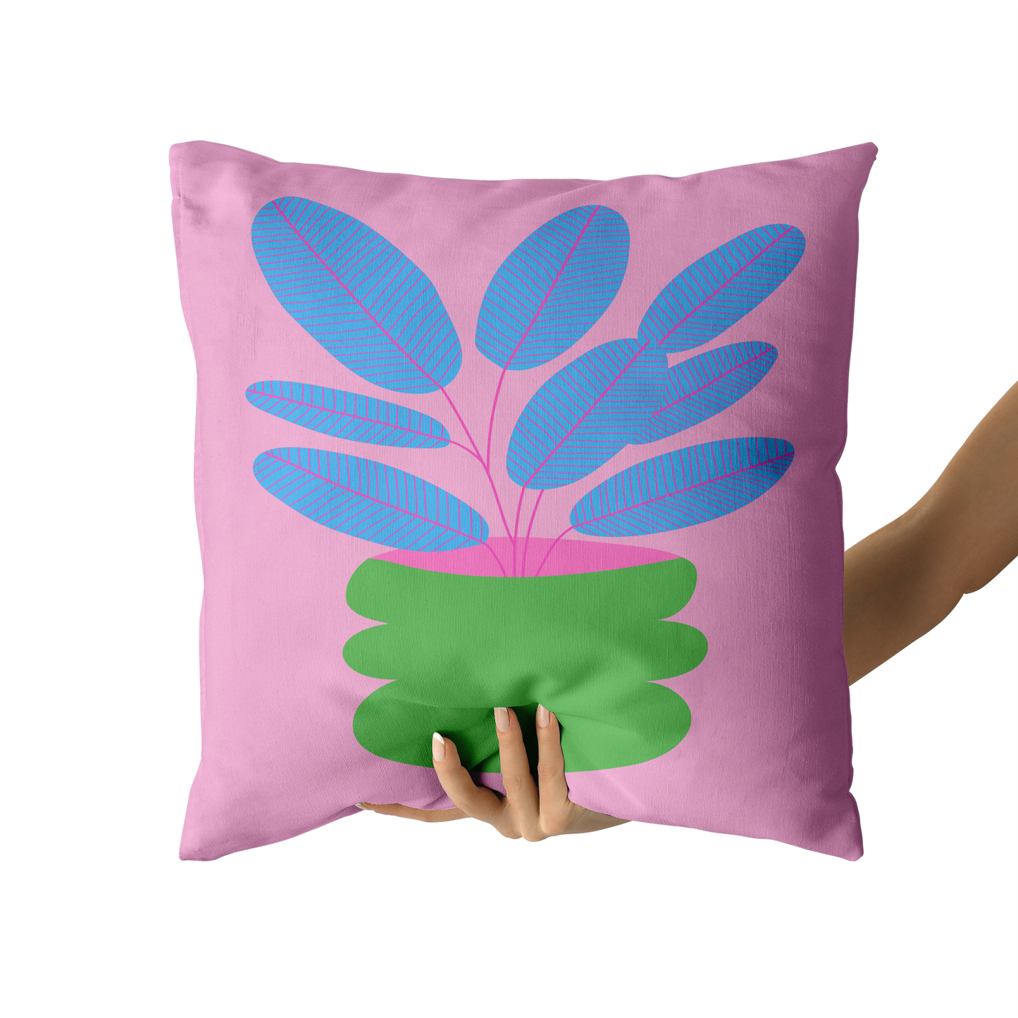 Pink Modern Flowers Throw Pillow