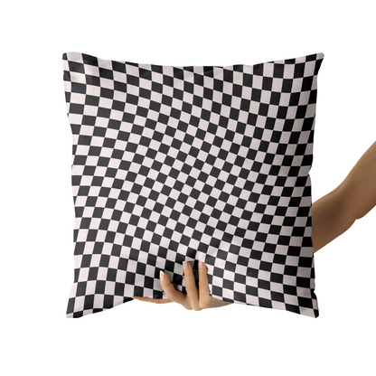 Black&White Twisted Checkboard Throw Pillow
