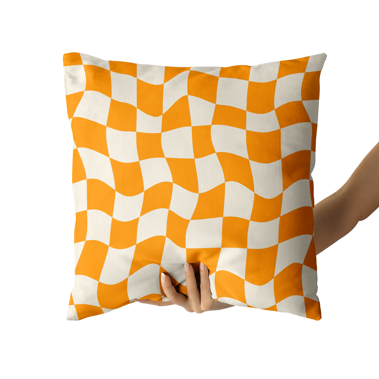 Retro Wavy Checkboard Throw Pillow