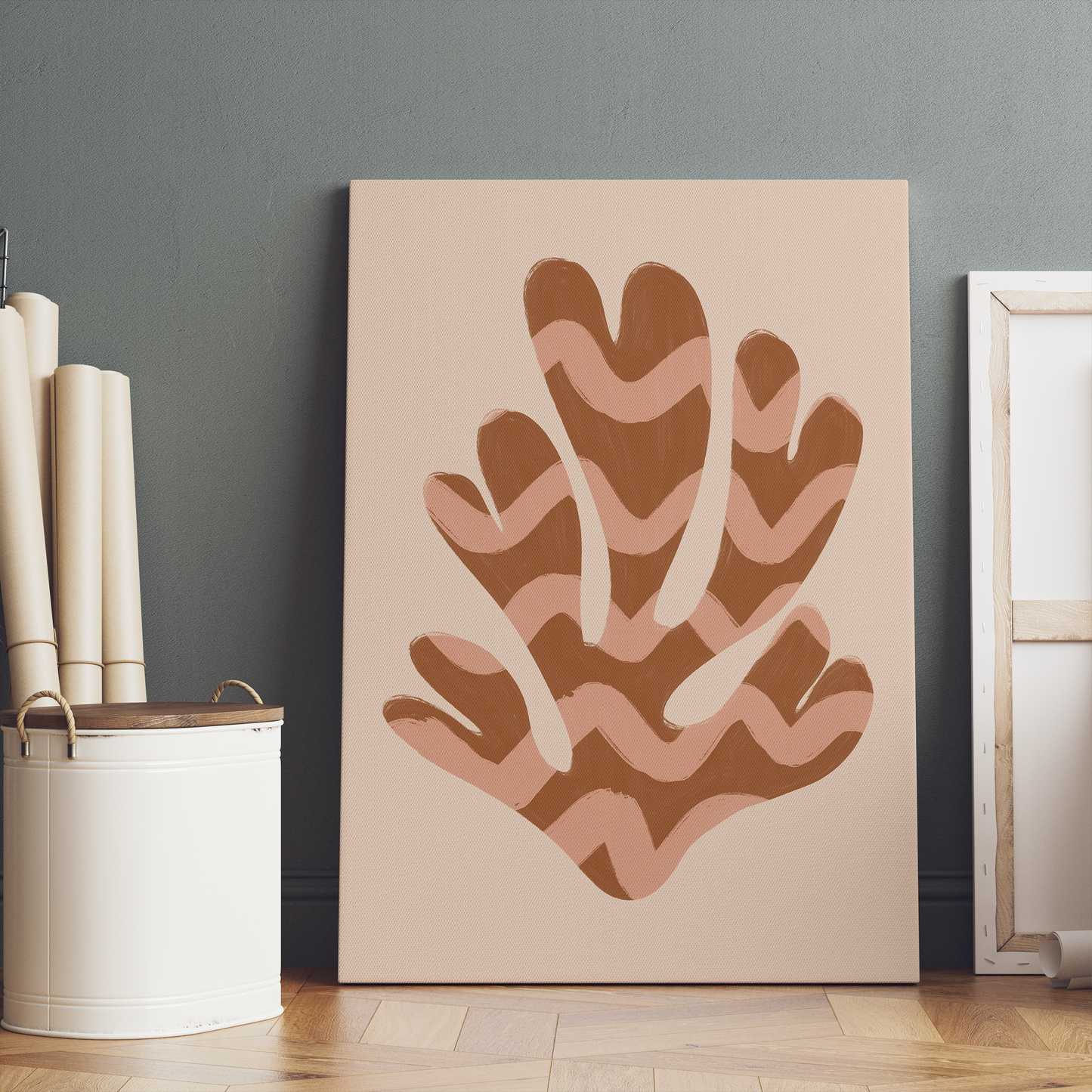 Boho Pink Leaf Nature Canvas Print