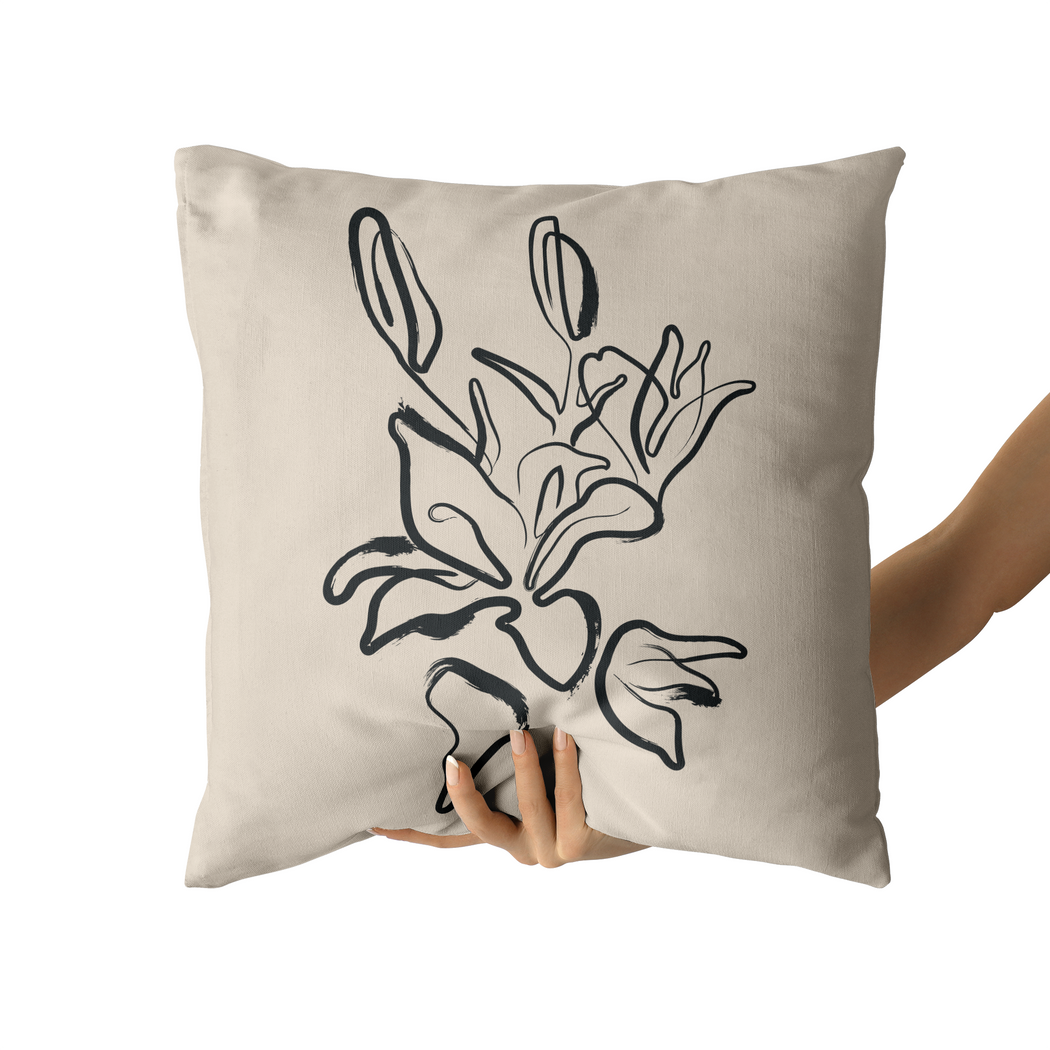 Painted Lily Plant Throw Pillow