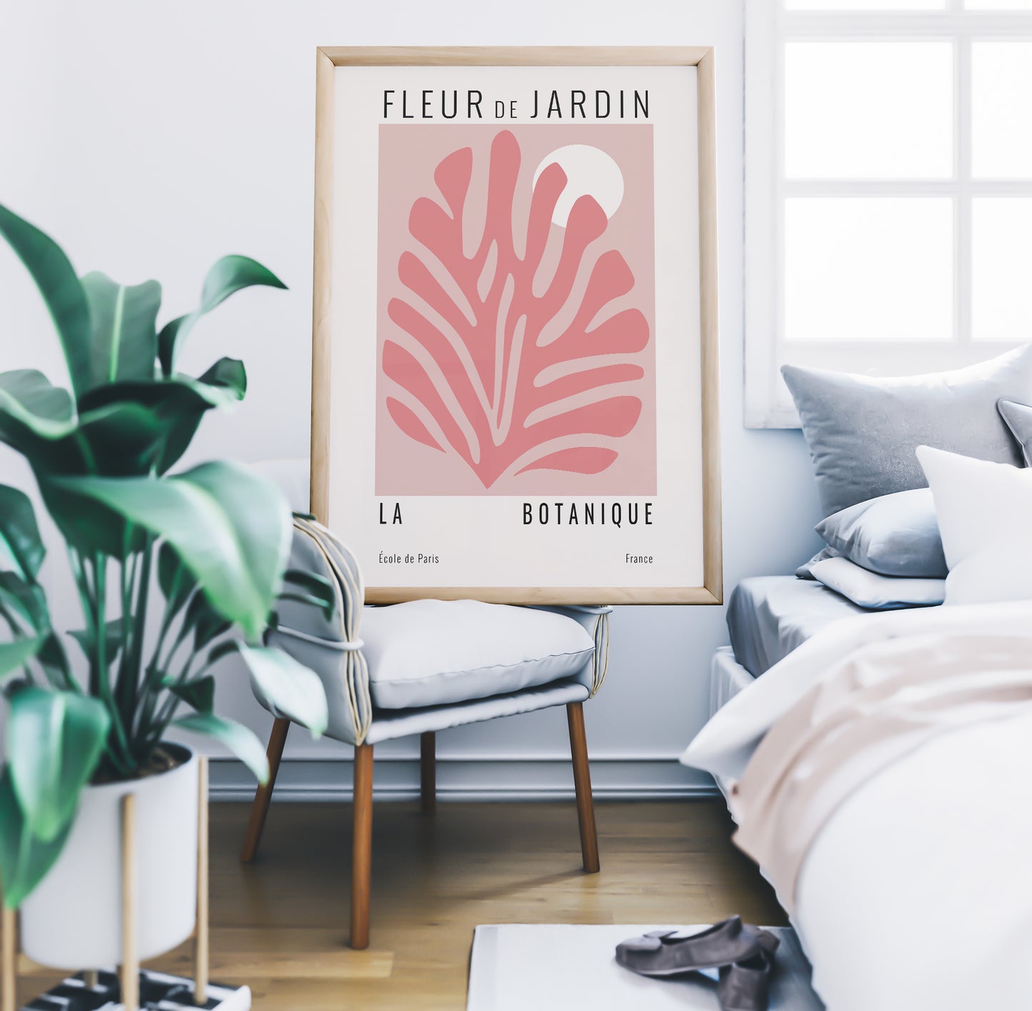 Pink Cutouts Modern Leaf Poster