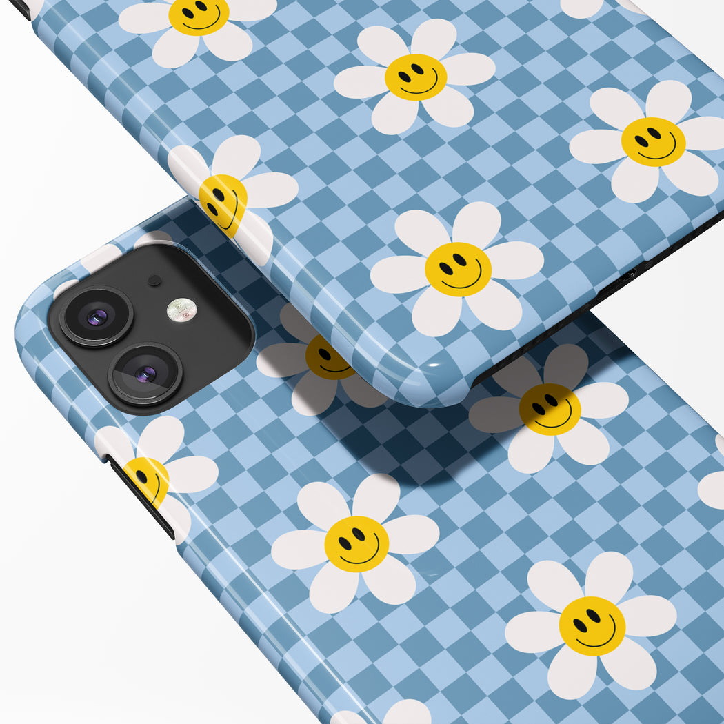Pink Checker with Flowers iPhone Case