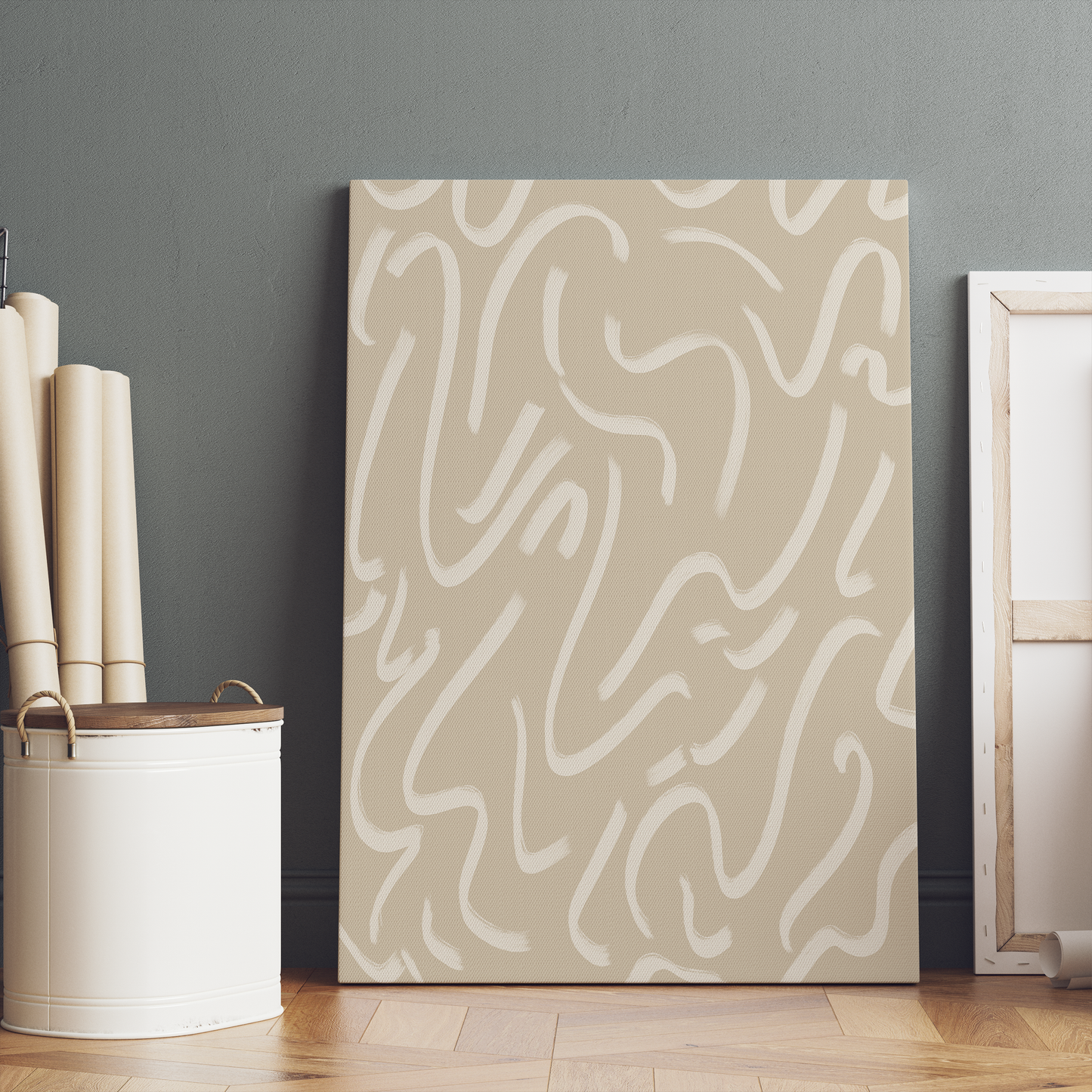 Beige Abstract Wall Art Canvas Print