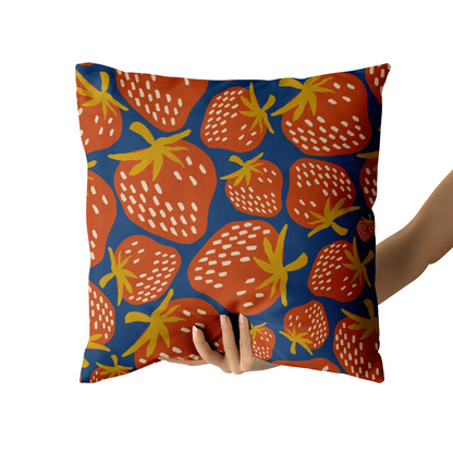 Retro Strawberries Abstract Pattern Throw Pillow