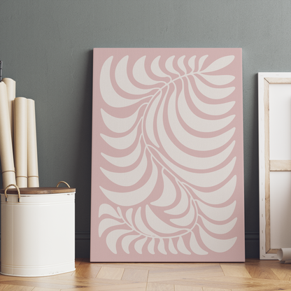 Baby Pink Floral Leaf Feminine Canvas Print