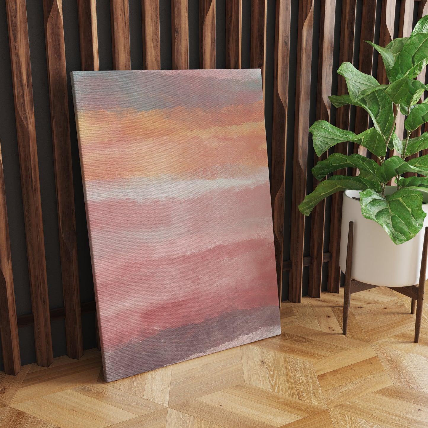 Blushing Seas Abstract Painted Canvas Print